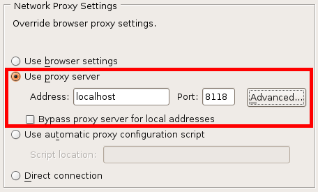 Java Proxy Server Settings